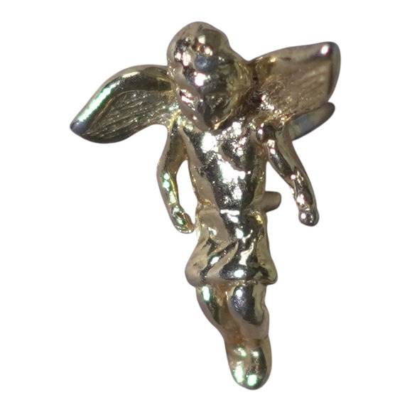 Guardian Angel Cherub Lapel Pin Gold Tone VTG Collectible Holidaycore Angelcore - Picture 2 of 10